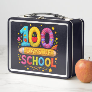 Süßes Garn 100 Tage Schule Lehrer Mädchen T-Shirt Metall Brotdose