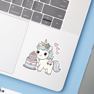 Süßes Geburtstags-Einhorn für ihre Mädchen Stylisc Aufkleber