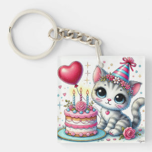 🎂 Süßes Geburtstags-Katzengeschenk für Katzenlieb Schlüsselanhänger