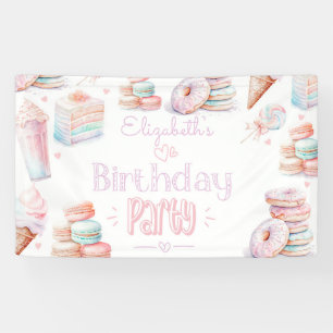 Süßes Geburtstagsfeier Pastell Süßigkeiten Eis Banner
