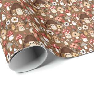 Süßes Geburtstagshaus Cottage Core Pilze Geschenkpapier
