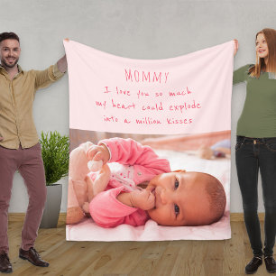 Süßes Gedicht für Mama - Pink Baby-Foto Fleecedecke