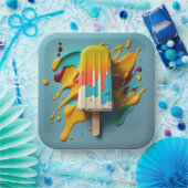 Süßes gefrorenes Eis. Popsicle köstliches Dessert Pappteller (Party)