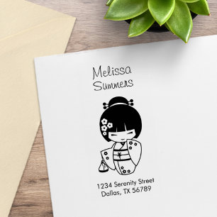 Süßes Geisha-Mädchen-Adresse Gummistempel
