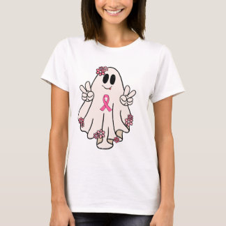 Süßes Geist-Friedenszeichen Brustkrebs Halloween T-Shirt