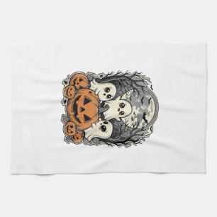 Süßes Geist-Kürbis-Shirt Vintage-Gravur Hallowe Geschirrtuch