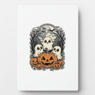 Süßes Geist-Kürbis-Shirt Vintage-Gravur Halloween Fotoplatte