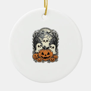 Süßes Geist-Kürbis-Shirt Vintage-Gravur Halloween Keramik Ornament