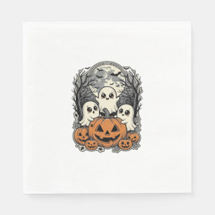 Süßes Geist-Kürbis-Shirt Vintage-Gravur Halloween Serviette