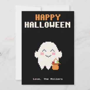 Süßes Geist-Pixel-Art-Halloween-Karte Feiertagskarte