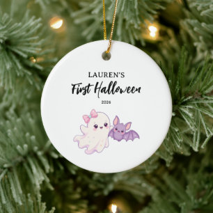 Süßes Geister-Baby-Mädchen erstes Halloween Keramik Ornament