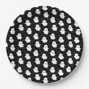 Süßes Geister-Muster – Nahtloses Halloween-Design Pappteller