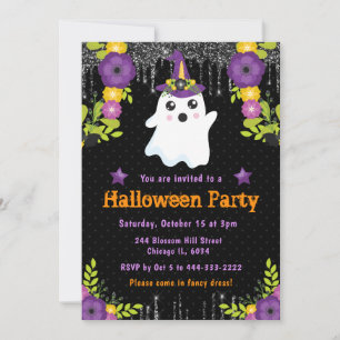 Süßes Geistiges Blumen-Halloween-Party Einladung