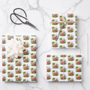 Süßes, gekacheltes, geschlechtsneutrales Baby-Bien Geschenkpapier Set