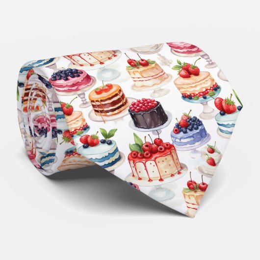 Süßes gekacheltes Kuchenmuster Krawatte (Gerollt)