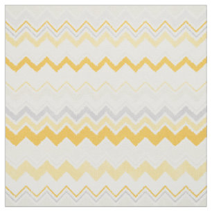 Süßes gelbes und weißes Ikat-Chevron-Muster Stoff