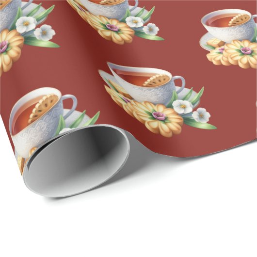 Süßes gemustertes Zitronentee-Muster Geschenkpapier (Rolleneckpunkt)