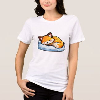 Süßes gemütliches schlafendes Fuchs auf Kissen Kaw Tri-Blend Shirt