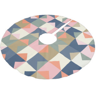 Süßes geometrisches Muster in stilvollem Navy und Polyester Weihnachtsbaumdecke