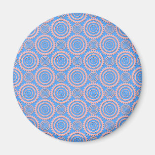 Süßes geometrisches Muster rosa Kreise über Blau Magnet
