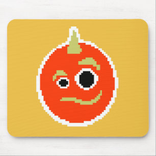 Süßes gepixeltes orangefarbenes Monster-Gesicht  Mousepad