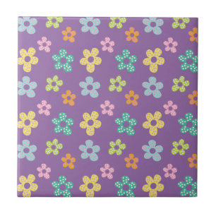 Süßes gepunktetes Blumenmuster Lila Fliese