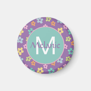 Süßes gepunktetes Blumenmuster Lila Personalisiert Magnet