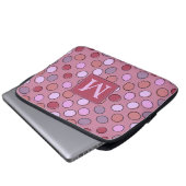 Süßes gepunktetes Muster Rosa Monogramm Laptopschutzhülle (Vorne Knopf)