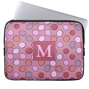 Süßes gepunktetes Muster Rosa Monogramm Laptopschutzhülle