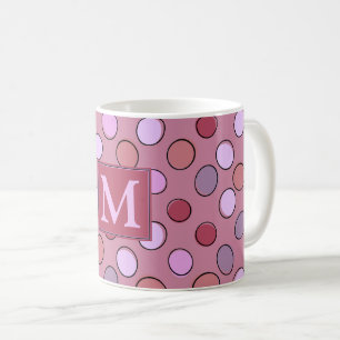 Süßes gepunktetes rosa Muster Monogramm Kaffeetasse