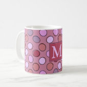 Süßes gepunktetes rosa Muster Monogramm Kaffeetasse (Vorderseite Links)