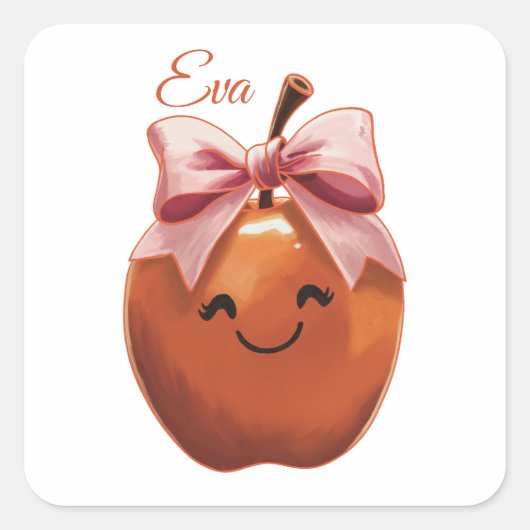 Süßes Geschenk Apfel Quadratischer Aufkleber (Vorderseite)