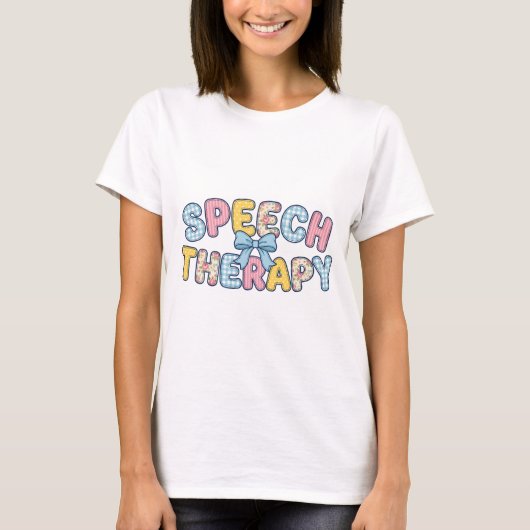 Süßes Geschenk für Sprachtherapeutin mit Patchwork T-Shirt (Vorderseite)
