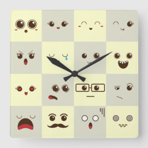 Süßes Gesicht Quadratische Wanduhr