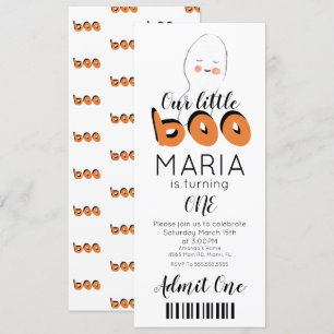 Süßes Gespenst Boo Ticket Style Party-Einladung Einladung