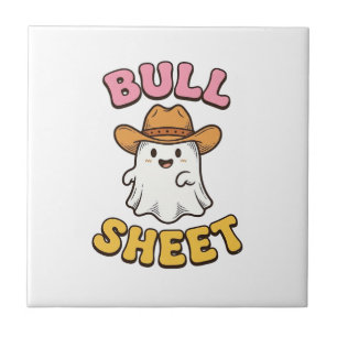 Süßes Gespenst-Cowboy-Vintage-Funny-T-Shirt Fliese