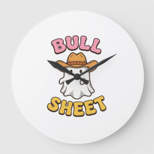 Süßes Gespenst-Cowboy-Vintage-Funny-T-Shirt Große Wanduhr
