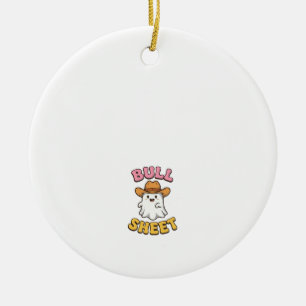Süßes Gespenst Cowboy Vintage Lustiges T-Shirt Bul Keramik Ornament