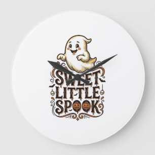 Süßes Gespenst Halloween Vintage Gruseliges T-Shir Große Wanduhr