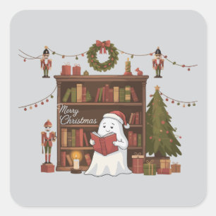 Süßes Gespenst Lesebuch Weihnachten Lesen  Quadratischer Aufkleber