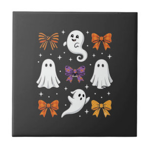 Süßes Gespenst mit Schleifen Halloween-Design_1 Fliese