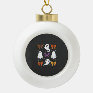 Süßes Gespenst mit Schleifen Halloween-Design_1 Keramik Kugel-Ornament