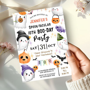 Süßes Gespenst-Spooktacular-Halloween-10.-Geburtst Einladung