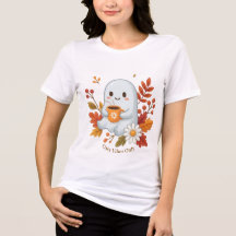 Süßes Gespenst trinkt Kaffee T-Shirt - Cozy Vibes
