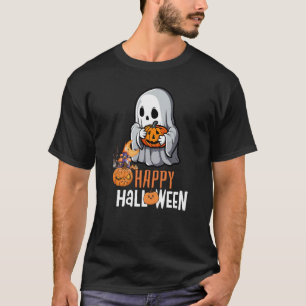 Süßes Gespenst und Kürbis "Frohes Halloween" T-Shi T-Shirt