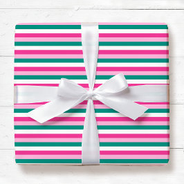 Süßes gestreiftes Muster Rosa Grün Weiß Nahtlos Geschenkpapier