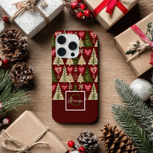 Süßes gestricktes Weihnachtsbaum-Muster iPhone Hülle