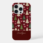 Süßes gestricktes Weihnachtsbaum- und Herz-Muster iPhone Hülle (Rückseite)
