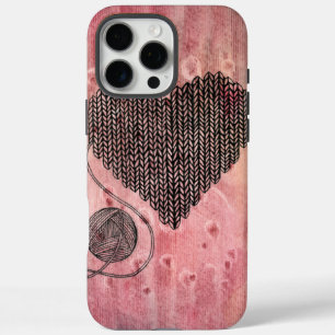Süßes gestricktes Wollherz-Wasserfarben-iPhone 16 iPhone 16 Pro Max Hülle