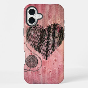 Süßes gestricktes Wollherz-Wasserfarben-iPhone 16 iPhone 16 Plus Hülle